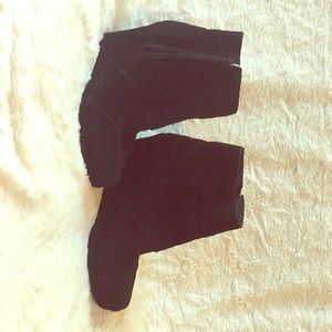 Black Suede TOMS Wedges